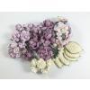 45 Mixed Soft Lilac Purple  tone Roses  /  Leave  Paper Flowers