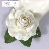 6 White Large Mulberry Paper Roses 