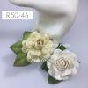 6 Mixed Cream / White  Large Mulberry Paper Roses