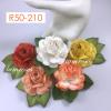 R50 - 210 (6 Pcs)     6 Mixed Orange Large Mulberry Paper Roses