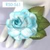 R50 - 561 (6 Pcs)     6 Turquoise 2 tone Large Mulberry Paper Roses