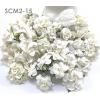 59 Mixed Sizes White with Leaves Wedding Paper Flowers