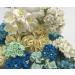 Mixed Sizes Blue cream White Wedding Paper Flowers