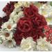 72 Mixed Sizes Red White with Leaves Wedding Paper Flowers