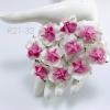 50 Medium May Roses (1-1/2"or3.75cm) White - Pink Center Flowers