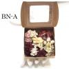 Mixed Flowers in Cute Brownie Box - Burgundy Cream White 