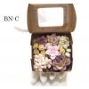  Mixed Flowers in Cute Brownie Box - Cream/White/Pink /Purple Cream/Dusty Pink