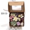 Mixed Flowers in Cute Brownie Box - Cream/White/Pink /Dusty Pink / Dusty Green /Burgundy / Grey 