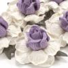 25 Large  2" or 5 cm - White - SOFT Purple Center Tea Roses