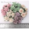 50 Size 1" or 2.5cm Mixed 5 Open Roses Pastel-A (2/15/166/188/921)