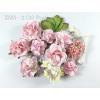 Mixed Soft Pink tone Mini Roses / Lily / Leave / Stamens Paper Flowers