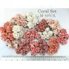70 Mixed 4 Styles paper flowers in Coral Shade Color 