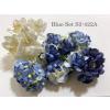 25 Mixed 4 Sizes Blue White Roses Lily Cherry Blossom Paper Flowers 