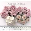 25 Mixed 4 Sizes Paper Flowers White Pink Shade 