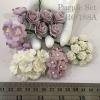 40 Mixed 5 Sizes Soft Lilac / White Paper Flowers Set