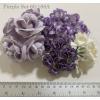 25 Mixed 4 Sizes Purple Tone / White Roses Carnation Lily Paper Flowers 