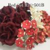 25 Mixed 4 Sizes Burgundy Red White Paper flowers 