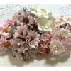 40 Mixed 5 Designs Paper Flowers Mix Pink White Shade  