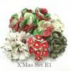 35 Mixed Sizes 4 Designs Christmas Colors Paper Flowers