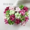 50 Mixed Green Pink Small Spring Cottage Paper Flowers