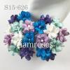 Mixed Purple Blue Small Spring Cottage Paper Flowers