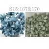 50 Mixed JUST Dusty Green - Baby Blue Small Spring Cottage Paper Flowers