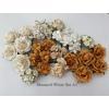 75 Mixed Sizes Mustard Beige White Paper Flowers