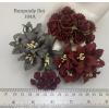 25 Mixed 3 Sizes Burgundy Grey Paper flowers 