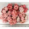 80 Mixed 9 designs paper flowers in Coral Shade Color 