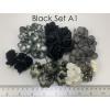 55 Mixed Black Grey White Large and Small Roses Cottage           