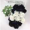 Black and White Large Artificial Handmade Mulberry Paper Flowers Roses for crafts or wedding from Thailand