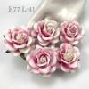  White - Pink Splash Variegated Large Artificial Handmade Mulberry Paper Flowers Roses for crafts or wedding from Thailand