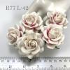 White - Pink Bottom Splash Variegated Large Artificial Handmade Mulberry Paper Flowers Roses for crafts or wedding from Thailand