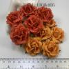 25 Large 2" Mixed JUST Solid Tangerine and Orange roses 