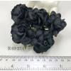 25 Large  2" or 5 cm -  Solid Black Paper Tea Roses 