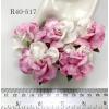  Half White - PINK Large 2" Paper Tea Roses Handmade Mulberry Paper flowers for wedding and craft from iamroses Thailand 
