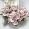 25 Large  2" or 5 cm - White with SOFT Pink Edge Tea Roses