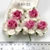 25 Large  2" or 5 cm - White - Pink Center Tea Roses