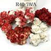 25 Large  2" or 5 cm - Mixed Red - White tea Roses (12/12-H/12-V/15/501)