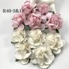 25 Large  2" or 5 cm - Mixed Soft Pink and White Tea Roses
