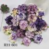 50 Medium May Roses (1-1/2"or3.75cm) Mixed All Purple -white Flowers