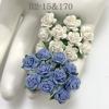  100 Mini 1/4" or 1cm Mixed JUST White - Baby Blue