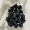100 Size 5/8" or 1.5 cm Solid Black Open Roses