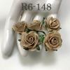 50 Size 1" or 2.5cm Taupe Open Roses Paper flowers