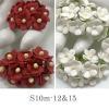 100 Size 5/8" or 1.5 cm - Small Achillea Cottage -Mixed White / Solid RED 