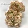 50 Puffy Roses (1-1/4or3cm) Soft Brown EDGE flowers
