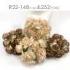 50  Puffy Roses (1-1/4or3cm) Mixed 2 Colors of Brown flowers