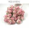 50 Puffy Roses (1-1/4or3cm) White - Soft Pink EDGE Flowers