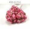 50 Puffy Roses (1-1/4or3cm) White - PINK EDGE Flowers