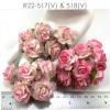 50 Puffy Roses (1-1/4or3cm) Mixed 2 Pinks Edge Flowers